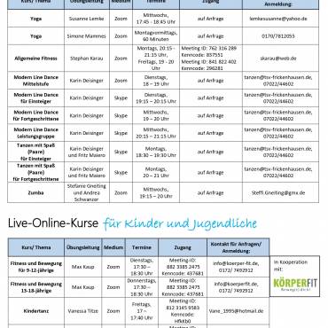 Update #6  Digitales Übungsangebot Januar/Februar 2021