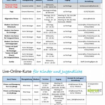 ‼️ Update #7 ‼️ Digitales Übungsangebot Februar/März 2021 💻💪